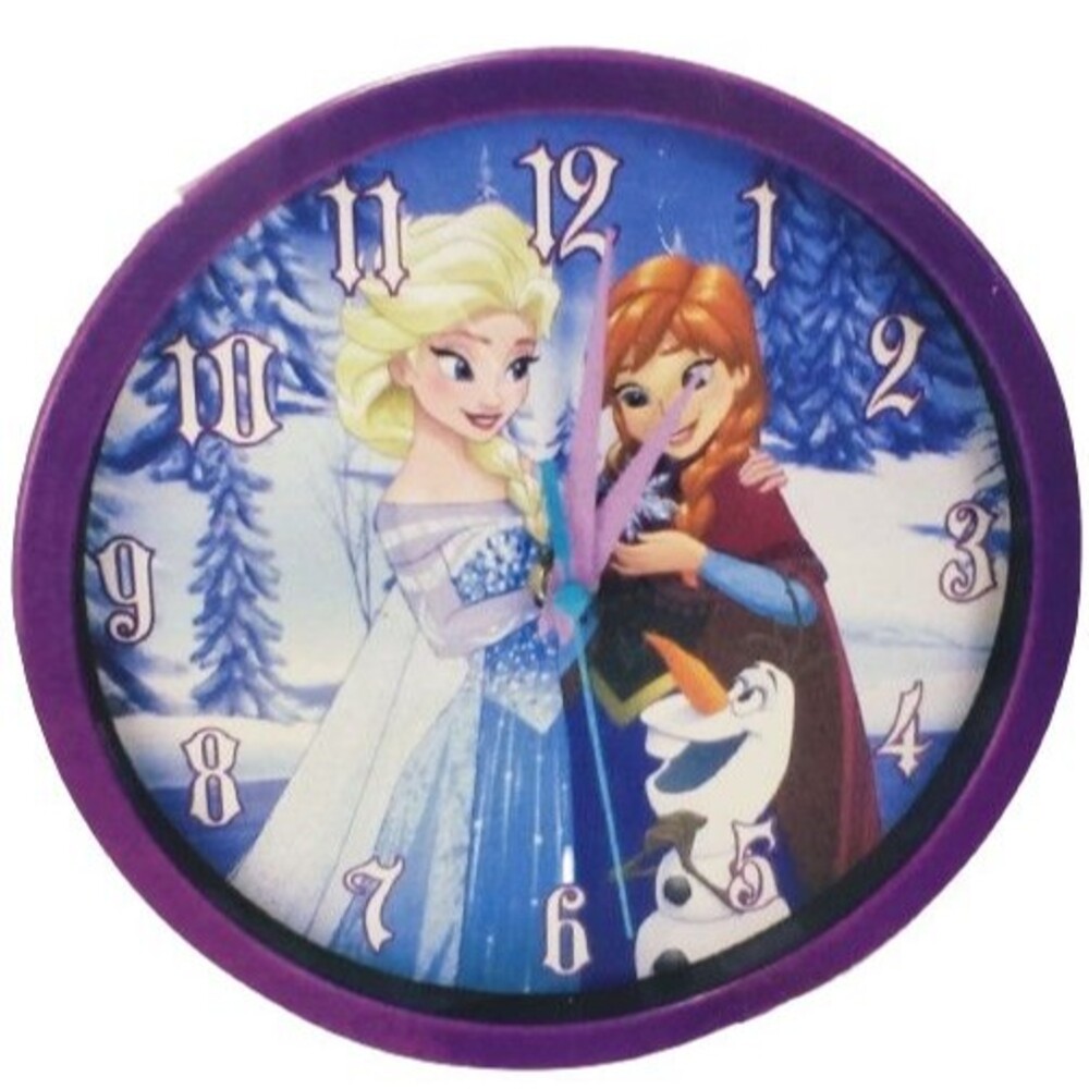 Plastic Musical Wall Clock(8") DISNEY FROZEN ANNA,ELSE,OLAF,plays LET IT GO SONG